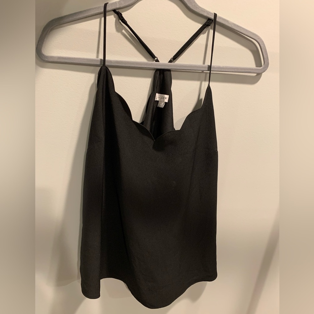 Jcrew Size 12 Black Scallop Sleeveless Top
